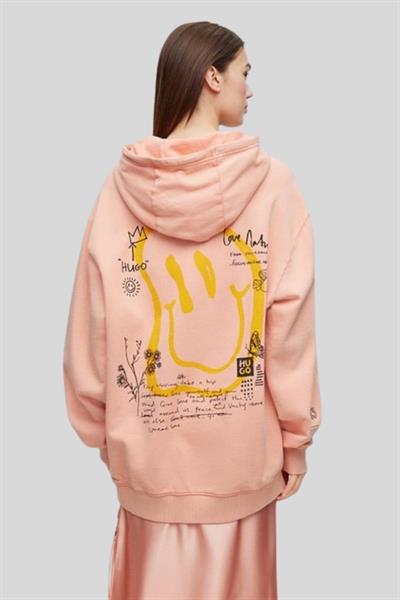 Hugo Boss Regular Fit Kapşonlu Kadın Pembe Sweatshirt Pembe 663