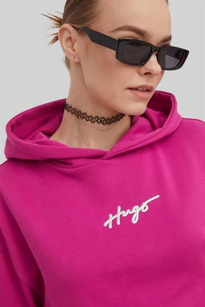 Hugo Boss Regular Fit Kapşonlu Kadın Sweatshirt Pembe