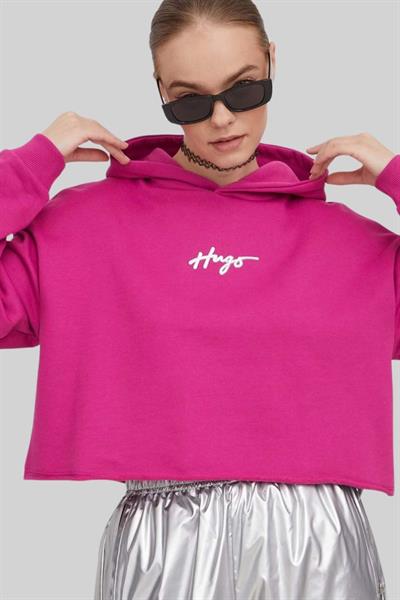 Hugo Boss Regular Fit Kapşonlu Kadın Sweatshirt Pembe