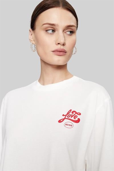 Hugo Boss Regular Fit  Yuvarlak Yaka Kadın T-Shirt Beyaz 102