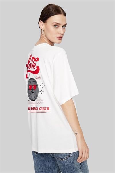 Hugo Boss Regular Fit  Yuvarlak Yaka Kadın T-Shirt Beyaz 102