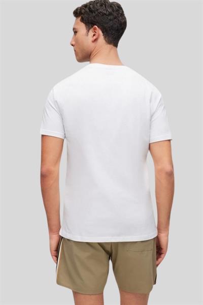 Hugo Boss Slim Fit Logolu Erkek T-Shirt Beyaz 100