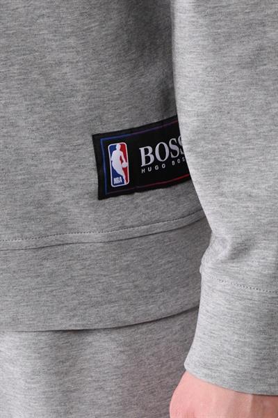 Hugo Boss X NBA Erkek Yel değirmeni Kapüşonlu Sweatshirt Gri 034