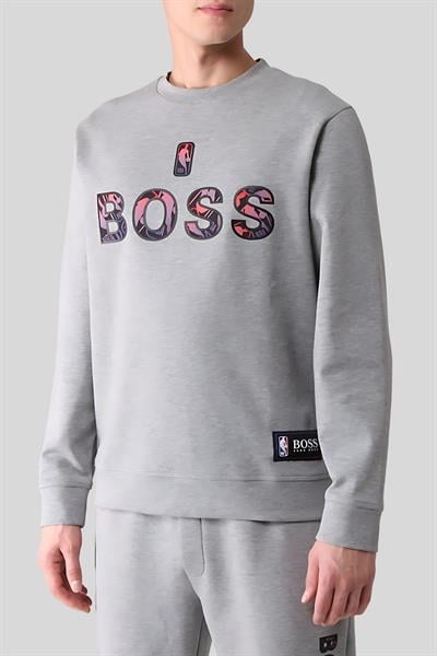 Hugo Boss X NBA Erkek Yel değirmeni Kapüşonlu Sweatshirt Gri 034