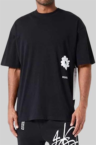 Hugo Desenli Erkek T-Shirt Siyah