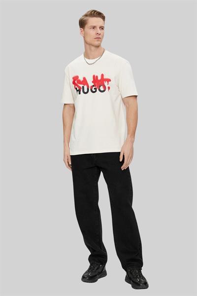 Hugo Dinricko Erkek Bisiklet Yaka T-Shirt Beyaz