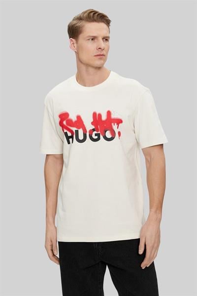 Hugo Dinricko Erkek Bisiklet Yaka T-Shirt Beyaz