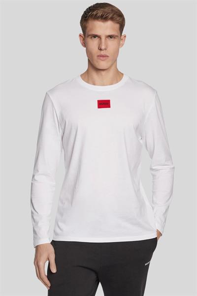 Hugo Diragolo Uzun Kollu Bisiklet Yaka Erkek T-Shirt Beyaz 100