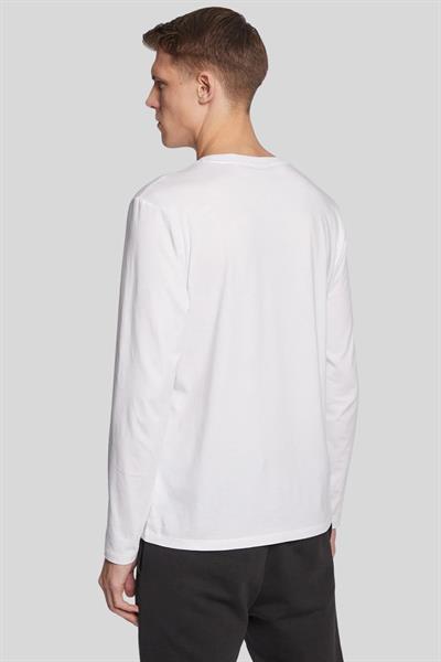 Hugo Diragolo Uzun Kollu Bisiklet Yaka Erkek T-Shirt Beyaz 100