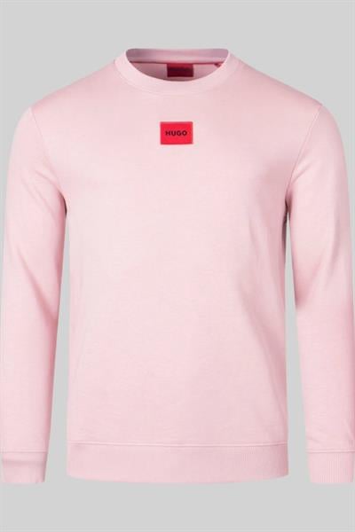 Hugo Enseden Yakalı Pamuklu Erkek Sweatshirt Pembe