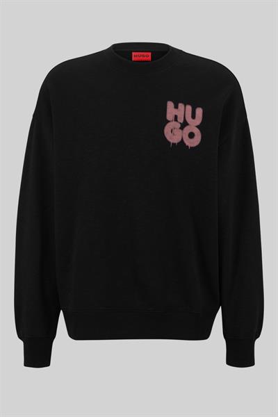 Hugo Erkek Bisiklet Yaka Sweatshirt Siyah