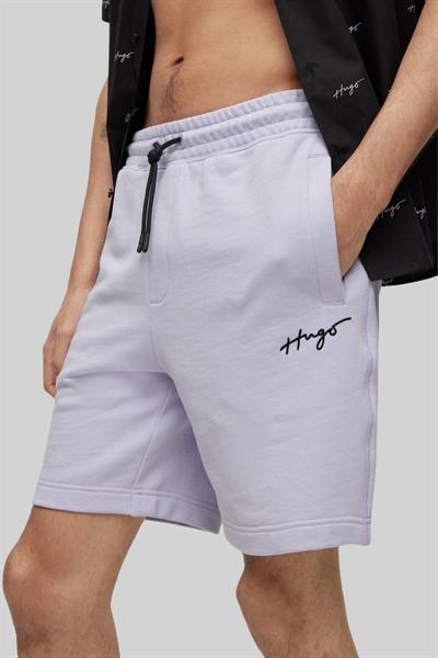 Hugo Erkek Dampinas Relaxed Fit İşlemeli El Yazılı Logolu Şort Mor