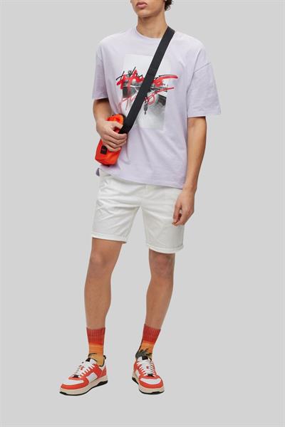 Hugo Erkek Oversize Fit Bisiklet Yaka T-Shirt Mor