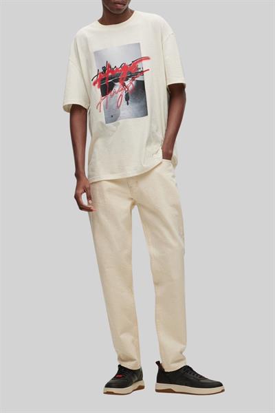 Hugo Erkek Oversize Fit Bisiklet Yaka T-Shirt Beyaz 118