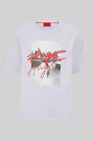 Hugo Erkek Oversize Fit Bisiklet Yaka T-Shirt Mor