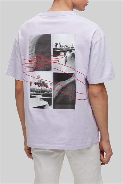 Hugo Erkek Oversize Fit Bisiklet Yaka T-Shirt Mor