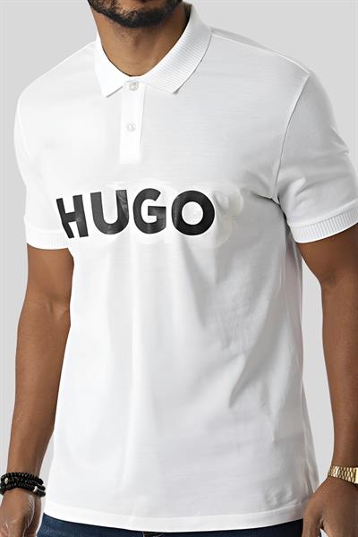 Hugo Erkek Regular Fit Kısa Kollu Logolu Polo Yaka T-Shirt Beyaz