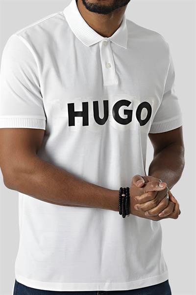 Hugo Erkek Regular Fit Kısa Kollu Logolu Polo Yaka T-Shirt Beyaz
