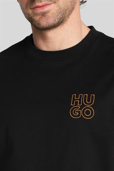 Hugo Erkek Regular Fit Oval Yakalı İşlemeli Logolu T-Shirt Siyah
