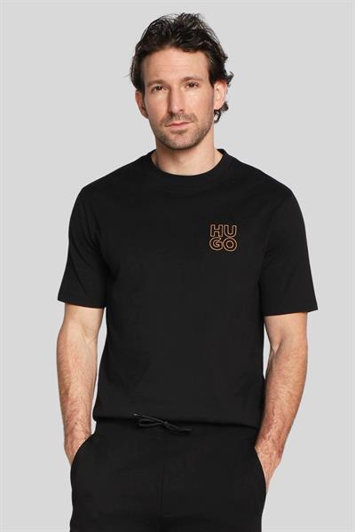 Hugo Erkek Regular Fit Oval Yakalı İşlemeli Logolu T-Shirt Siyah