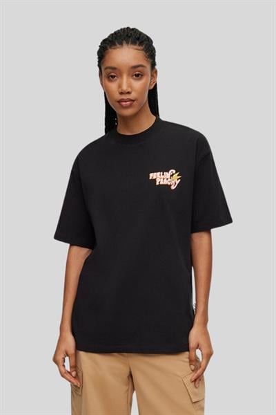 Hugo Grafik Baskılı Yuvarlak Yaka Kadın T-Shirt Siyah