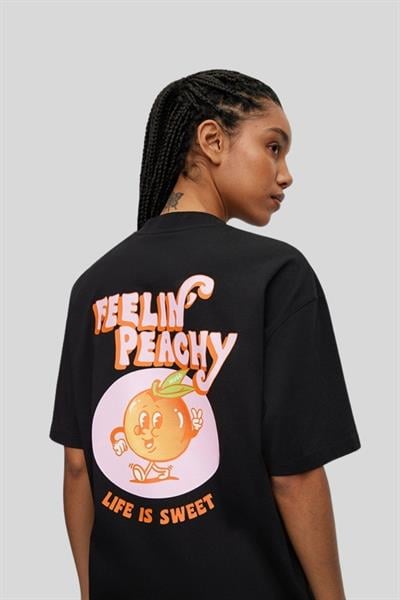 Hugo Grafik Baskılı Yuvarlak Yaka Kadın T-Shirt Siyah