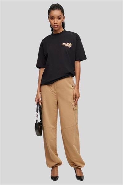 Hugo Grafik Baskılı Yuvarlak Yaka Kadın T-Shirt Siyah