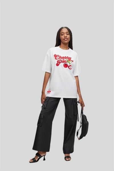 Hugo Grafik Baskılı Yuvarlak Yaka Kadın T-Shirt Beyaz 100