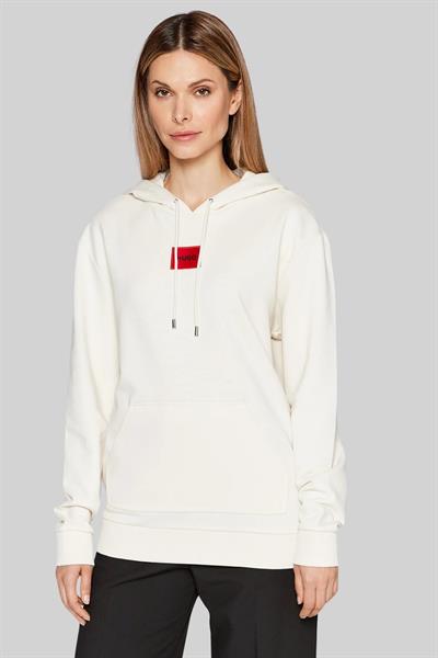 Hugo Kadın Dasara Logolu Kapüşonlu Sweatshirt Beyaz