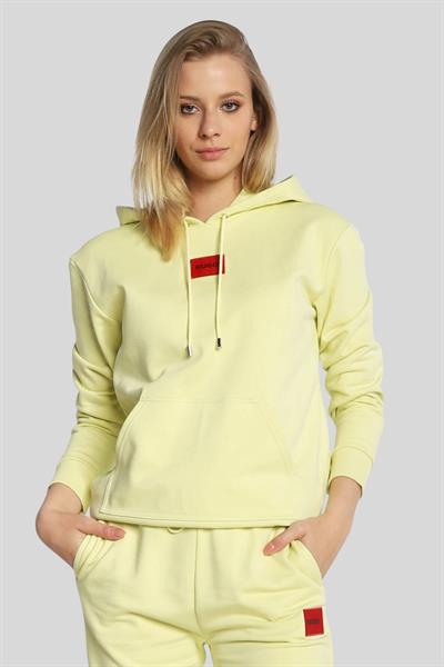 Hugo Kadın Dasara Logolu Kapüşonlu Sweatshirt Sarı