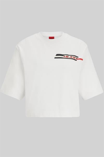 Hugo Kadın Kısa Kollu Yıkamalı Kısa T-Shirt Beyaz 102