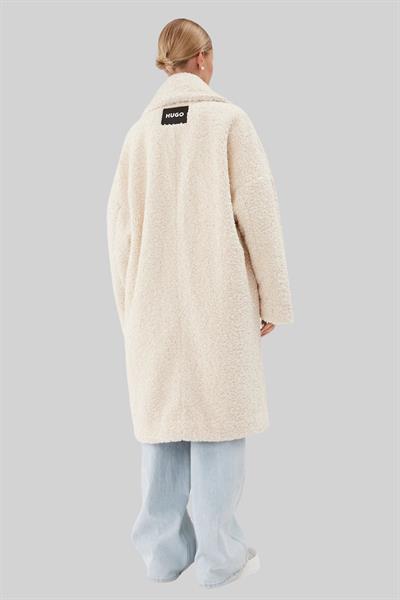 Hugo Kadın Midi Oversize İçi Kürklü Kaban Beyaz