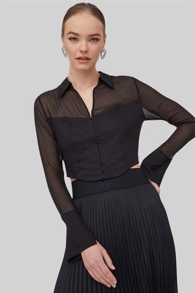 Hugo Kadın Regular Fit Kısa Bluz Siyah