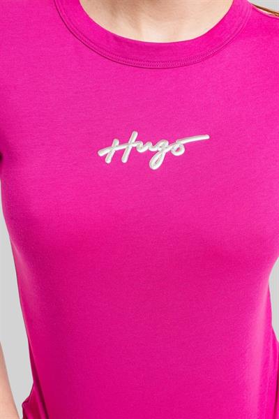Hugo Kadın Regular Fit Logo Detaylı Klasik T-Shirt Pembe