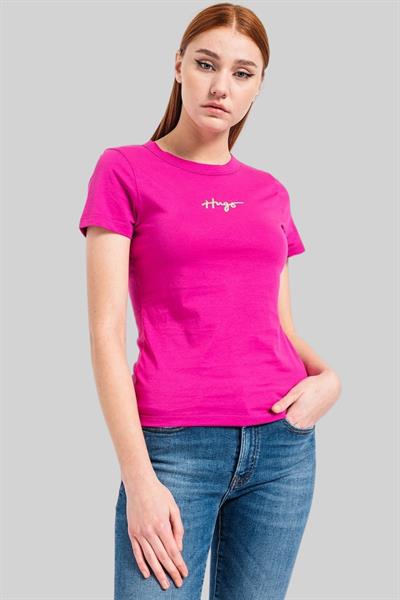Hugo Kadın Regular Fit Logo Detaylı Klasik T-Shirt Pembe