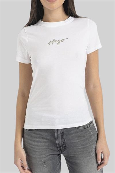 Hugo Kadın Regular Fit Logo Detaylı Klasik T-Shirt Beyaz 100