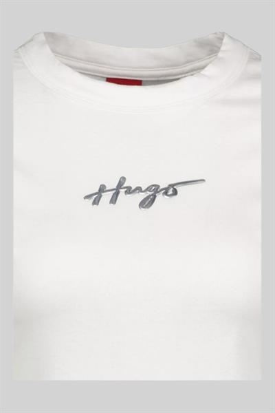 Hugo Kadın Regular Fit Logo Detaylı Klasik T-Shirt Beyaz 100