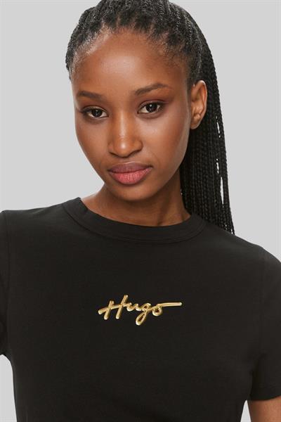 Hugo Kadın Regular Fit Logo Detaylı Klasik T-Shirt Siyah