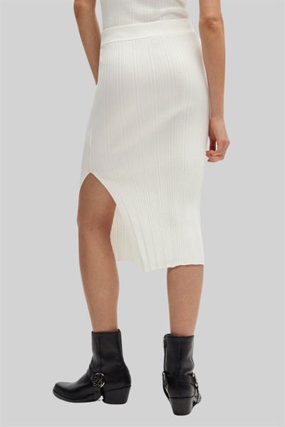 Hugo Kadın Slim Fit Esnek Yüksek Bel Midi Etek Beyaz