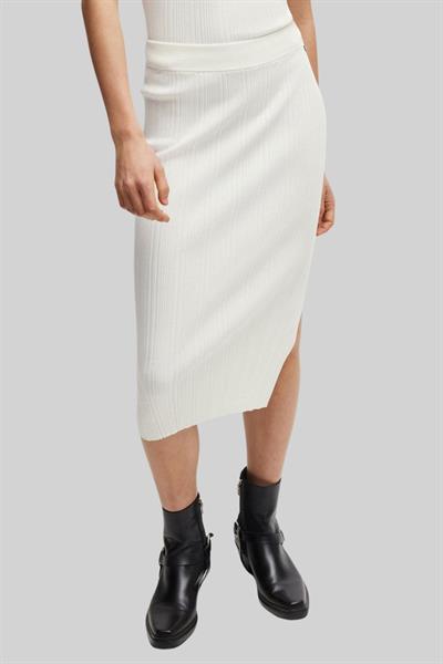 Hugo Kadın Slim Fit Esnek Yüksek Bel Midi Etek Beyaz