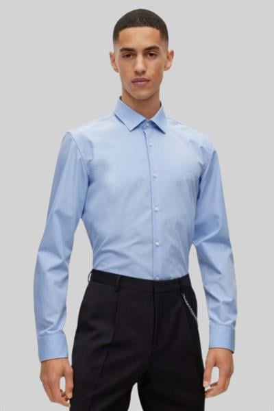 Hugo Kolay Ütülenebilir Slim Fit Erkek Gömlek Mavi 459