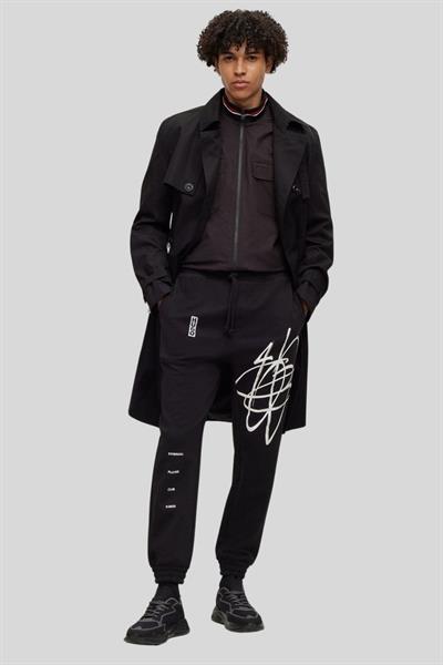 Hugo Logo Baskılı Erkek Spor Pantolon Siyah