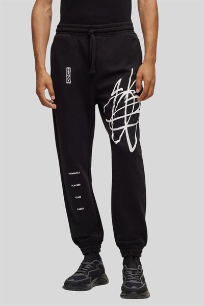 Hugo Logo Baskılı Erkek Spor Pantolon Siyah