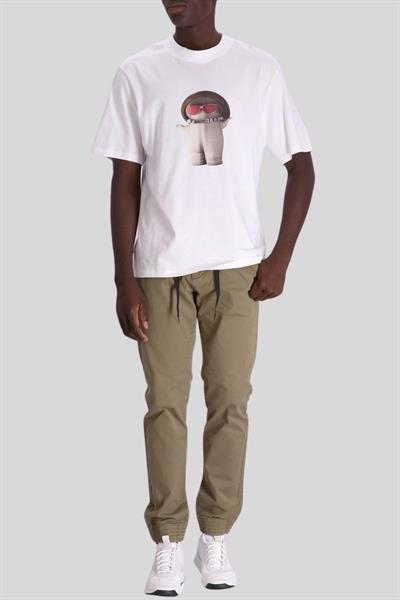 Hugo Logo Baskılı Erkek T-Shirt Beyaz 100