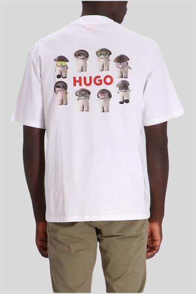 Hugo Logo Baskılı Erkek T-Shirt Beyaz 100