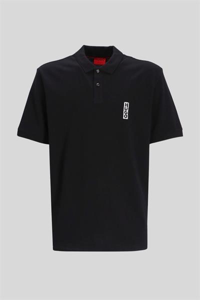 Hugo Logo Detaylı Erkek Polo T-Shirt Siyah