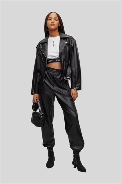 Hugo Logo Detaylı Kadın Kısa Kollu Crop T-Shirt Beyaz 100