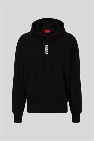 Hugo Logo Detaylı Uzun Kollu Kapüşonlu Erkek Sweatshirt Siyah