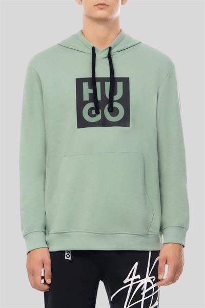 Hugo Logo Detaylı Kapüşonlu Erkek Sweatshirt Yeşil
