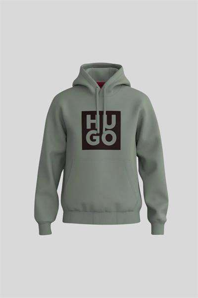 Hugo Logo Detaylı Kapüşonlu Erkek Sweatshirt Yeşil